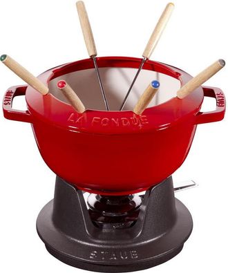 Staub Juego De Fondue Gourmet 18 Cm Rojo En Hierro Fundido