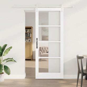 vidaXL Puerta Corredera Vidaxl Con Conjunto De Hardware Blanca 83x211 Cm Madera S&oacute;lida De Pino