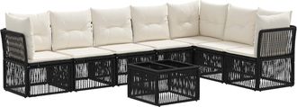 vidaXL Conjunto De Sof&aacute;s De Jard&iacute;n 8 Uds. Negro Rat&aacute;n Sint&eacute;tico Vidaxl