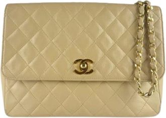 Chanel Pre-owned Cross Body Bags, female, Beige, Size: ONE SIZE Pre-owned Vintage Shoulder Bag