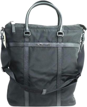 Burberry Pre-owned Tote Bags, male, Black, Size: ONE SIZE Pre-owned Nylon Shoulder Bag