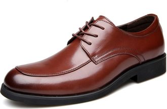 Generic Oxford Formal Shoes for Men Lace Up Apron Toe Derby Shoes Burnished Round Toe Vegan Leather Slip Resistant Low Top Block Heel Party(Brwon,8.5 UK)