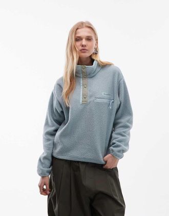 Columbia Helvetia II - Pile blu taglio corto con abbottonatura parziale