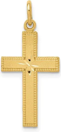 Diamond2Deal 14k Yellow Gold Diamond-cut Cross Pendant