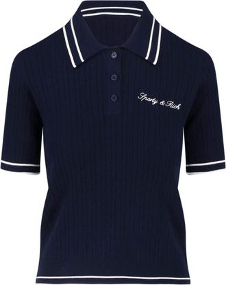 Sporty & Rich Navy Blue Short-Sleeve Polo Shirt