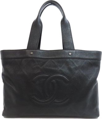 Chanel Black Leather Tote Bag (Pre-Owned)