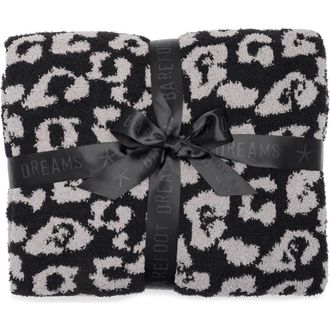 Barefoot Dreams CozyChic Leopard Print 45 x 60 Throw Blanket in Dove Gray/Black at Nordstrom Rack