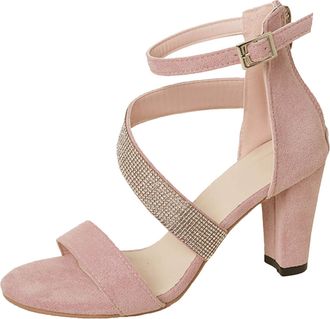 Generic 2026 Women Slippers High Heel Sandals Womens Rhinestone Wide Strip Back Zipper Large Size Shoes (Red, 5.5)