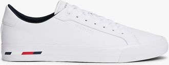 Tommy Hilfiger Mens Flag Stripe Vulcanized Leather Sneaker - White - US 11.5 / EU 45
