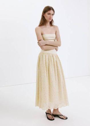 Mango Embroidered cutwork bandeau dress sabbia - Donna - XXL - MANGO