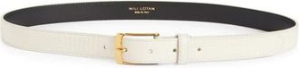 Nili Lotan Dana Leather Belt in Ivory W/Gold Buckle at Nordstrom, Size 95