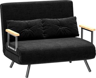 OEM Sof&aacute; Cama Convertible 4 En 1 Sill&oacute;n Cama 2 Plazas Plegable Respaldo Ajustable De 5 Niveles Almohadas 102x73x81cm Negro