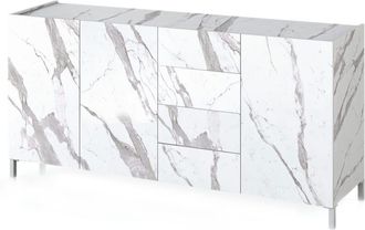 Oresteluchetta Aparador melamínico efecto mármol blanco, 174x40x84 cm