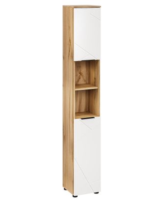 Badplaats Mueble De Ba&ntilde;o Manello 30 X 30 X 192 Cm - Roble Con Blanco Mate