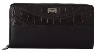 Dolce & Gabbana Bruine Exotische Leren Ritstas Continental Clutch Portemonnee