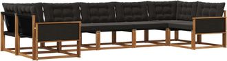 vidaXL Conjunto De Sof&aacute;s De Exterior 7 Uds. Natural Y Negro Vidaxl