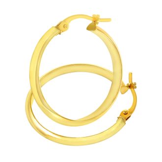 Diamant L'éternel 9ct geelgouden glanzende mesrand-hoepeloorbellen