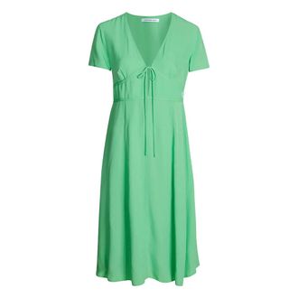 Calvin Klein Kleedjes, Dames, Groen, S, Shirtjurk met korte mouwen