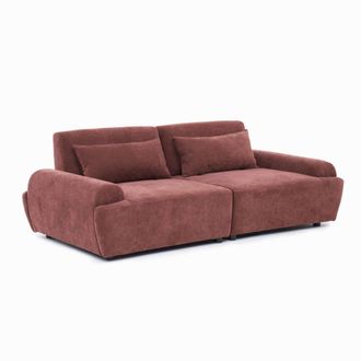 Oviala Sof&aacute; modular de 2 plazas con respaldo ajustable 218 cm color rojo