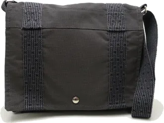 Herm&egrave;s Gray Nylon Canvas Shoulder Bag (Pre-Owned)