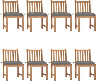 vidaXL Sillas De Jard&iacute;n 8 Unidades Madera Maciza De Teca Con Cojines Vidaxl