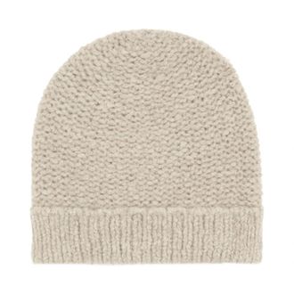Cortana Igloo- beige kasjmier en zijden gebreide muts - Dames - Hoeden - Beige - M - Kasjmier - Accessoires