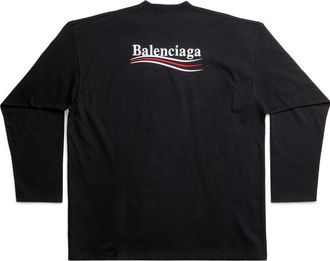 Balenciaga Political Campaign Long Sleeve T-Shirt Large Fit Black 681046TKVJ11070