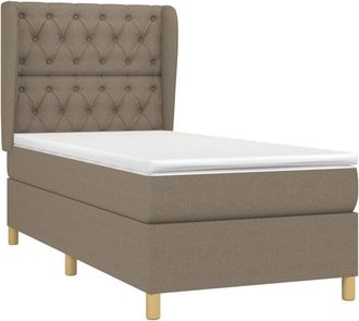 vidaXL Cama Box Spring Con Colch&oacute;n Tela Gris Taupe 80x200 Cm Vidaxl