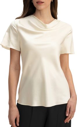 LilySilk Cowl Neck Short Sleeves Silk Shirt