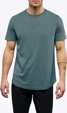 Cuts AO Curved Hem Short Sleeve Henley in North Atlantic at Nordstrom, Size Xx-Large