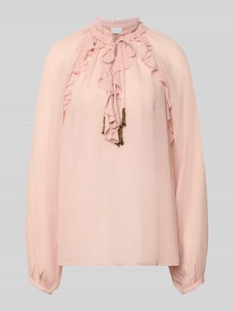 Jake*s Relaxed Fit Bluse mit Schn&uuml;rung und Volants in Altrosa, Gr&ouml;&szlig;e 32