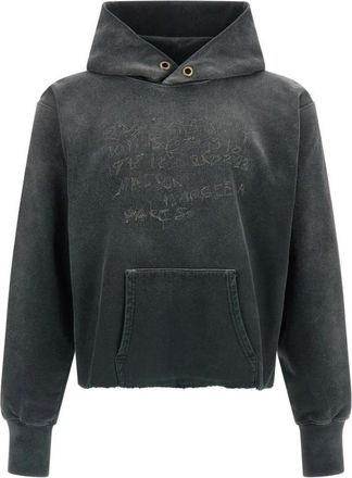 Maison Margiela Gedistribueerde Katoenen Hoodie met Grafische Details - Dames - Hoodies - Zwart - S - Katoen - Hoodies & sweatvesten