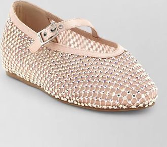 Le Silla crystal-embellished mesh mary jane ballerina shoes