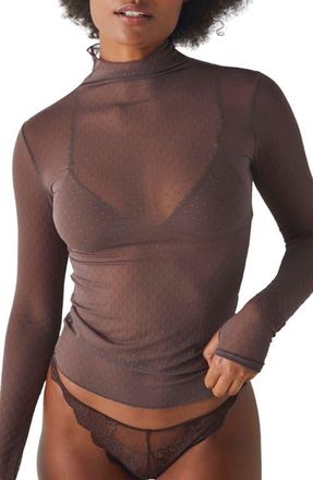 Free People On the Dot Layering Mesh Turtleneck in Minked at Nordstrom, Size X-Small