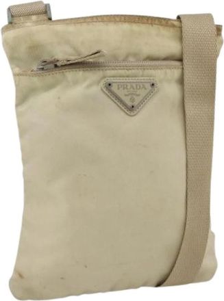 Prada Pre-owned Vintage Nylon Schoudertas - Dames - Vintage Schoudertas - Beige - ONE Size - Nylon - Vintage