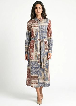 YAL New York Mixed Paisley Print Midi, Button-Through & Sash