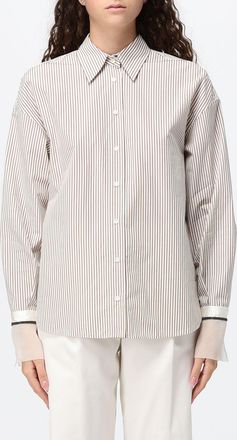 Brunello Cucinelli Striped Cotton Shirt with Monili Embellishment