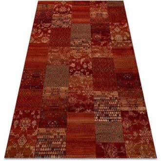 RugsX Alfombra De Lana Kashqai 4327 300 Patchwork Burdeos Red 67x130 Cm