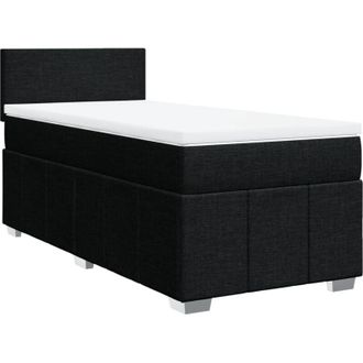 vidaXL Cama Box Spring Con Colch&oacute;n Tela Negro 80x200 Cm Vidaxl