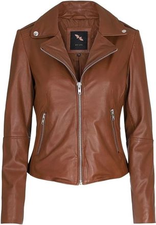 BTF-CPH Jacket With Straight Big Zippe Skind 10576 - Dames - Leren en Su&egrave;de Jassen - Bruin - S - Leer - Jassen