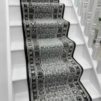 Runrug Stair Runner Carpet for Staircases - Soft & Comfy, 9mm - Mayan in Dark Grey | Size: 60 cm x 510 cm