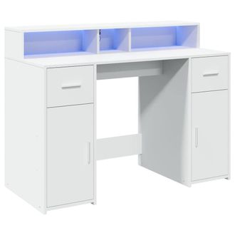 Berkfield Home Soft Desk with LED Lights White 120x55x91 cm Engineered Wood | Size: 120 x 55 x 91 cm