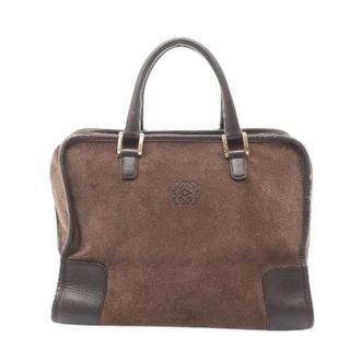 Loewe Pre-owned Handbags, female, Brown, Size: ONE SIZE Pre-owned Amazona32 suede leather handbag