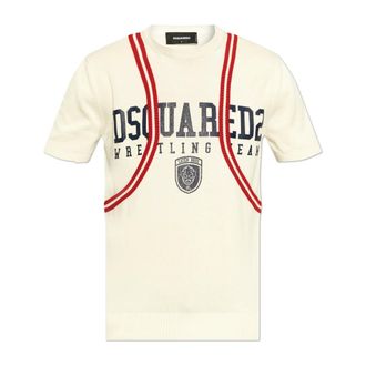 Dsquared2 T-Shirts, male, Beige, Size: S Sweater with Logo