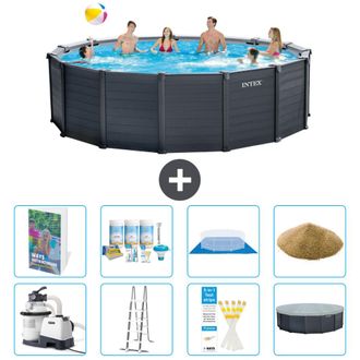 Intex Piscina Graphite Panel Redonda - 478x124 Cm - 9-piezas S569