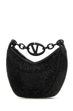 Valentino Garavani Womens Embellished Leather Hobo Vlogo Moon Handbag Jetnero Borse A Mano