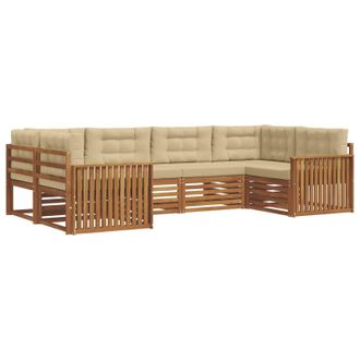 vidaXL Conjunto De Sof&aacute;s De Exterior Con Coj&iacute;n 6 Pcs Natural Y Beige Vidaxl