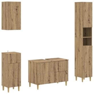 vidaXL Set Di Mobili Da Bagno Da 4 Pezzi Delft Rovere Artigianale Vidaxl