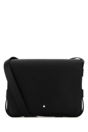 Montblanc Black Leather Messenger Crossbody Bag