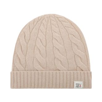 Peuterey Kabel Gebreide Muts - Dames - Hoeden - Beige - ONE Size - Wol - Accessoires